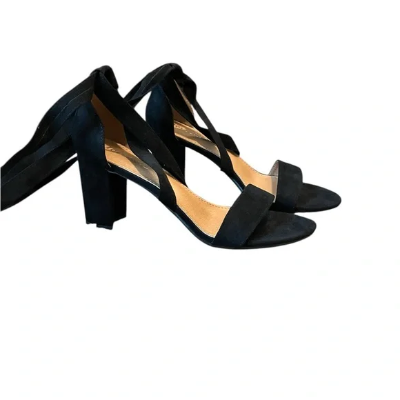 New-Elegant Black Heels Lace up Ribbon Tie Strappy Sandals Size: 7 - Picture 4 of 10